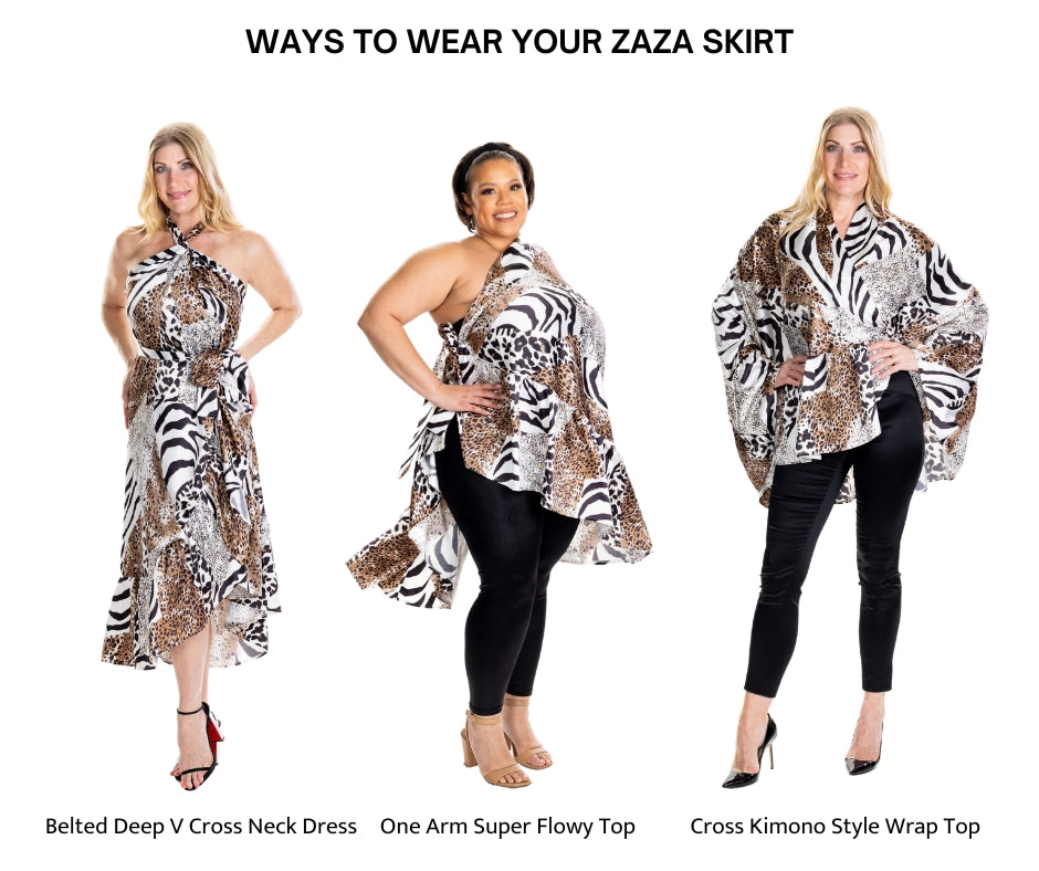 ZaZa Silk Animal Print Curvy Skirt
