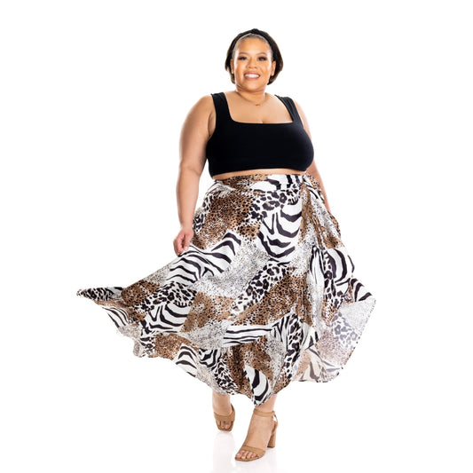 ZaZa Skirt Silk Animal Print (Large/XL)