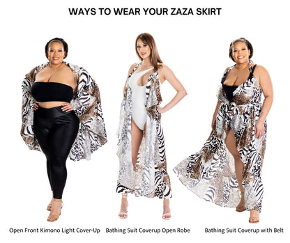ZaZa Skirt Silk Animal Print (Large/XL)