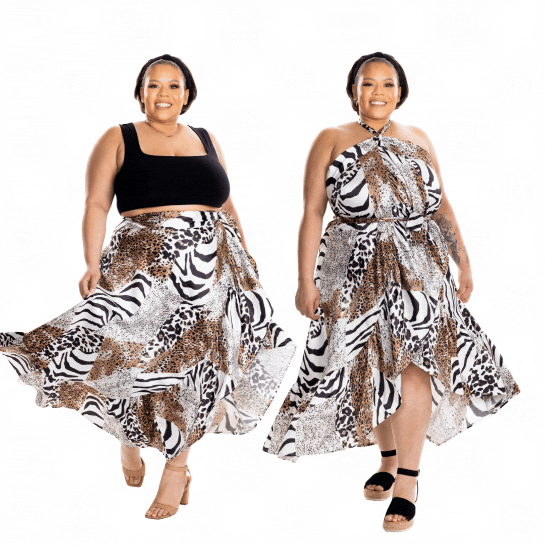 ZaZa Silk Animal Print Curvy Skirt