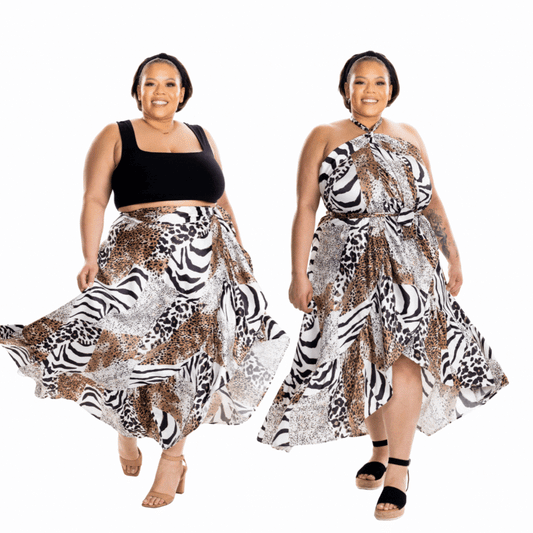 ZaZa Silk Animal Print Curvy Skirt